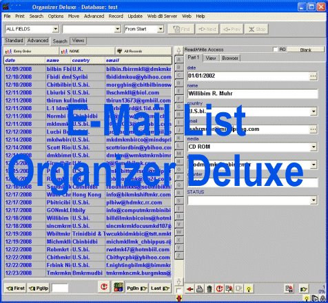 EMail List Organizer Deluxe screen shot