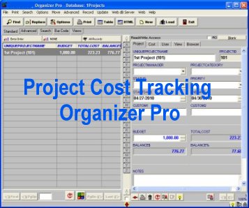 Project Cost Tracking Organizer Pro screen shot