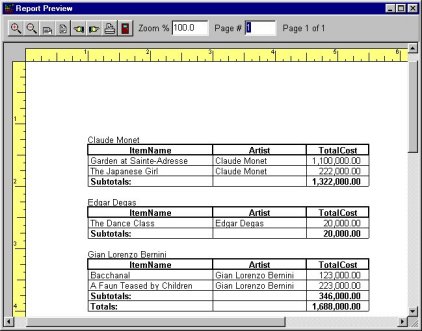 Inventory software report preview table